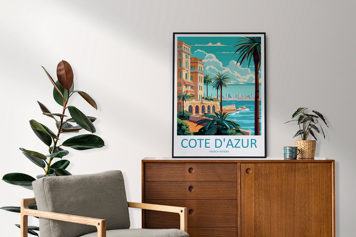 Cote Dazur Travel Poster, France Wall Art Print - Image 2