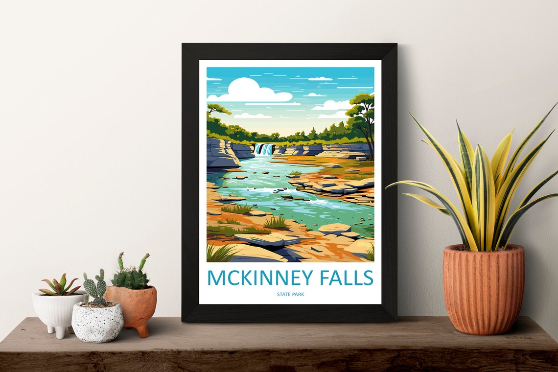 McKinney Falls State Park Texas Canyon River Waterfall Travel Poster - Image 3