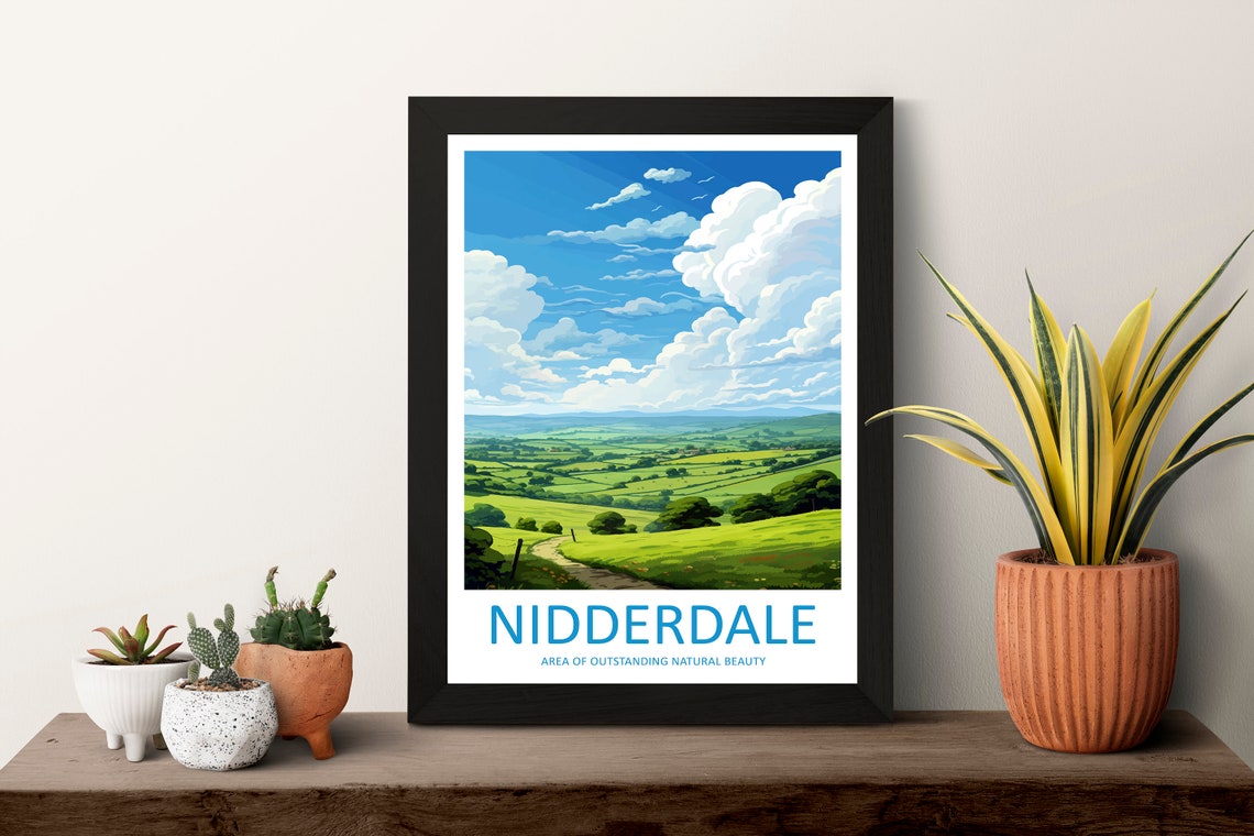Nidderdale AONB England Green Hills Countryside Path Travel Poster - Image 3