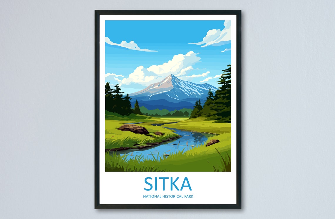 Sitka Alaska National Historical Park Mountain Travel Poster