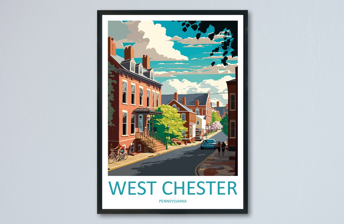 West Chester Pennsylvania Historic Brick Street College Town Poster