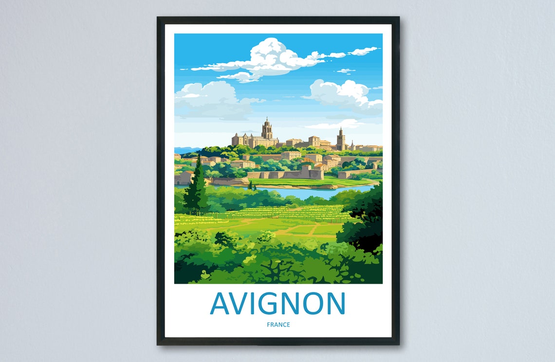 Avignon France Historic Old Town and Palace Riverside Poster