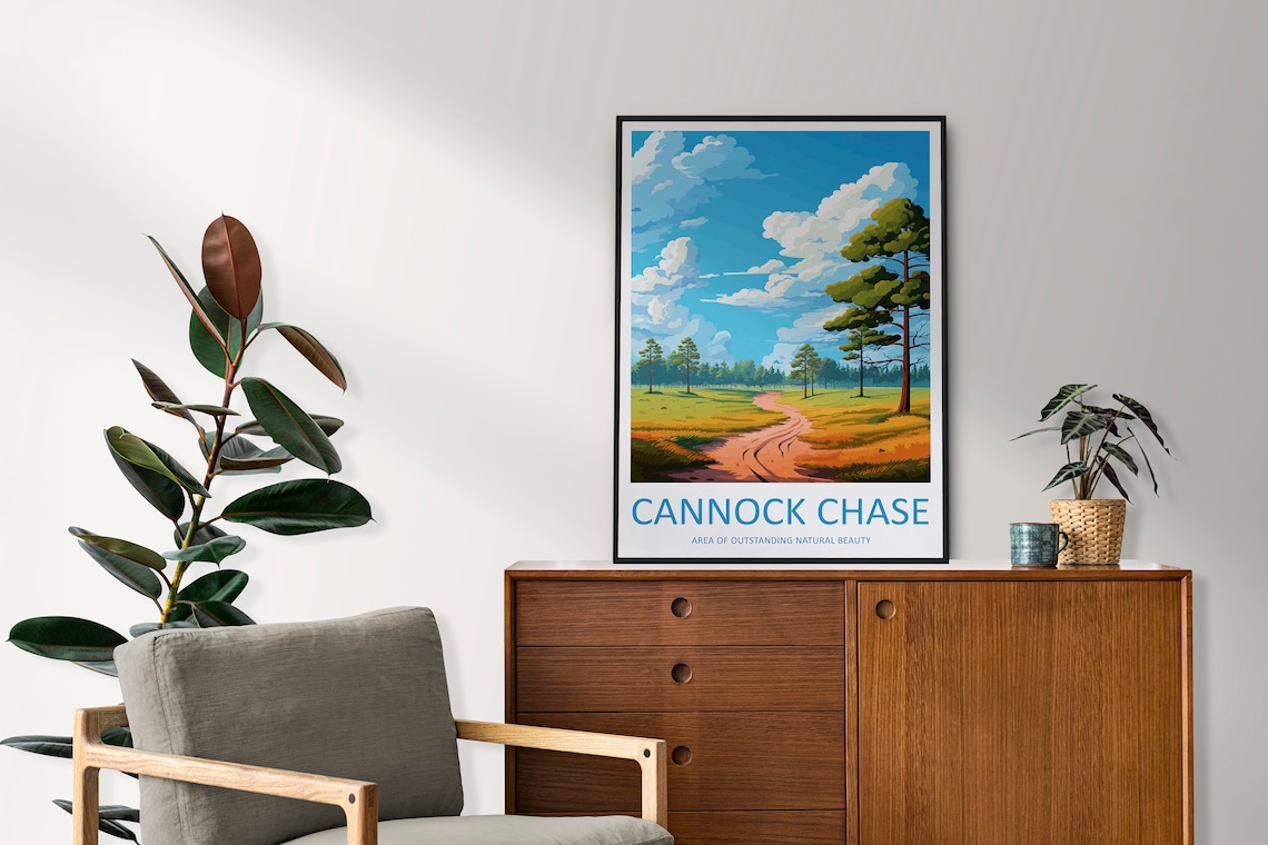 Cannock Chase Staffordshire Pine Woodland Path Travel Poster - Image 2