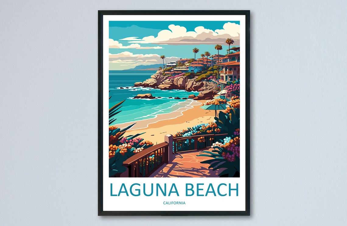 Laguna Beach Travel Poster, California Wall Art