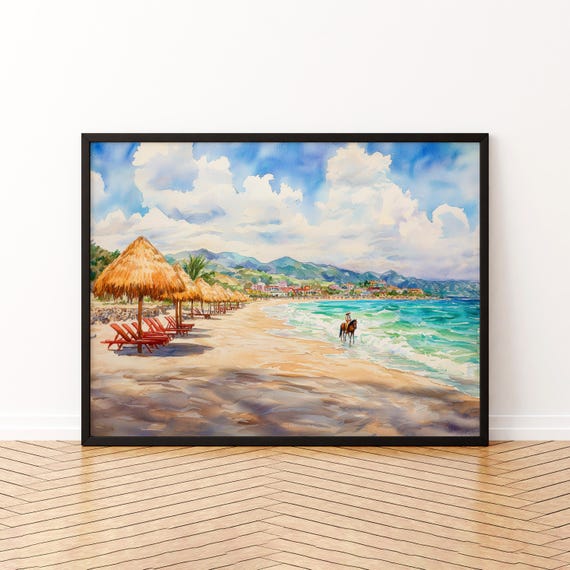 Mexico Watercolor Poster Travel Print Country Landscape Painting Cultural Wall Art Latin America Souvenir