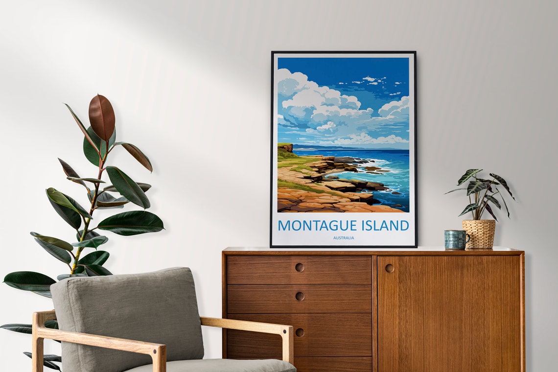 Montague Island Australia Rocky Tide Pool Coast View Travel Poster - Image 2