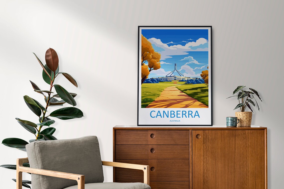 Canberra Parliament House Manicured Lawn Australia Travel Poster - Image 2