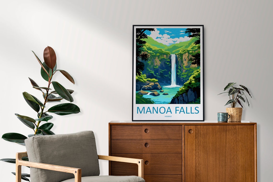 Manoa Falls Rainforest Waterfall Hawaii Nature Travel Poster - Image 2