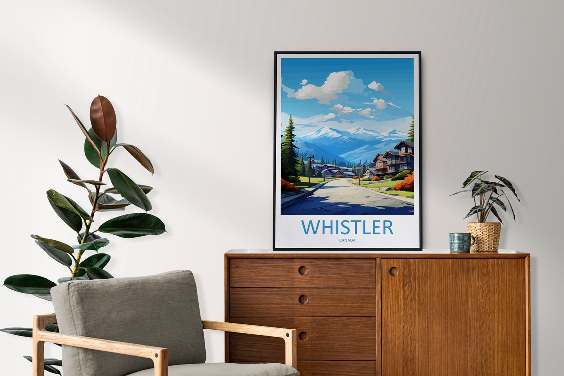 Whistler Alpine Village With Snowy Peaks Canada Travel Poster - Image 2