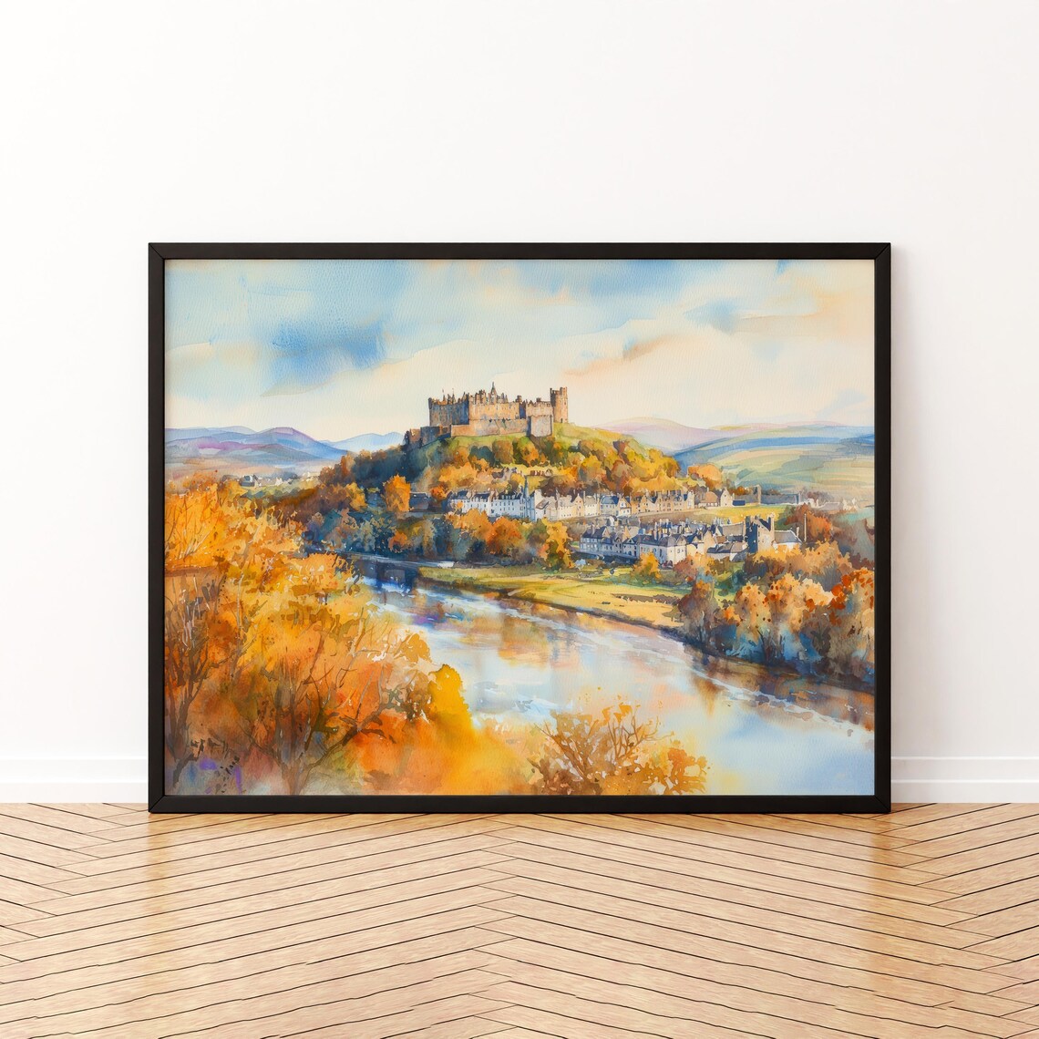 Stirling Watercolor Poster, Scotland Landscape Art Print