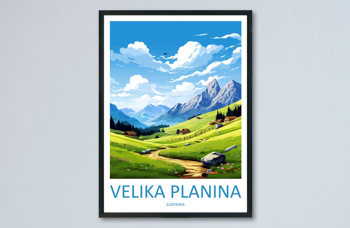 Velika Planina Slovenia Alpine Meadow Poster with Mountain Cabins