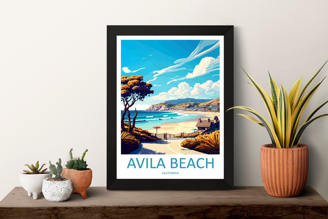 Avila Beach Travel Poster, California Wall Art - Image 3