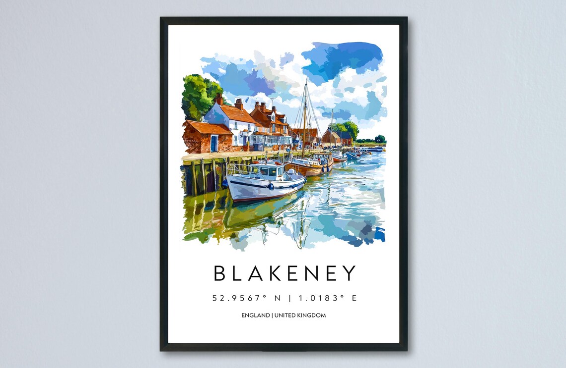 Blakeney Harbour Boats Norfolk Coastal Village Watercolor Poster