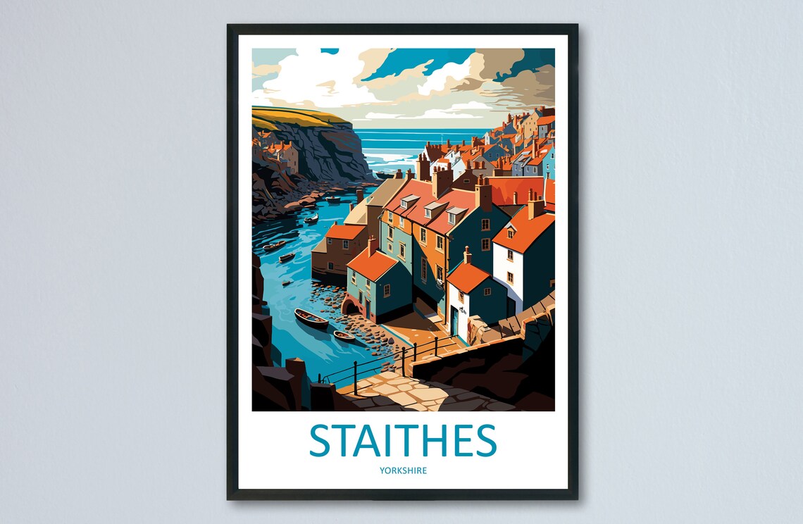 Staithes Travel Poster, England Wall Art