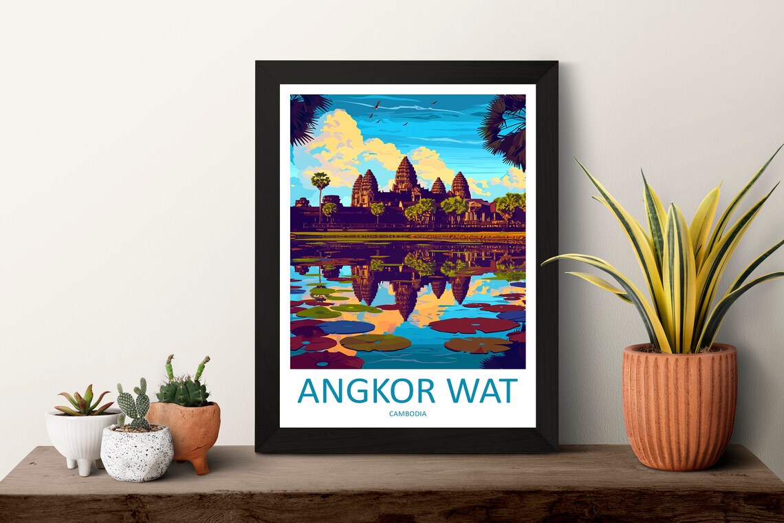 Angkor Wat Travel Poster, Cambodia Landmark Art - Image 3