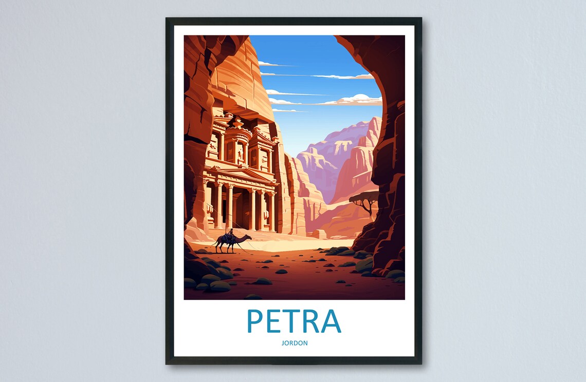 Petra Travel Poster, Jordan Wall Art Print
