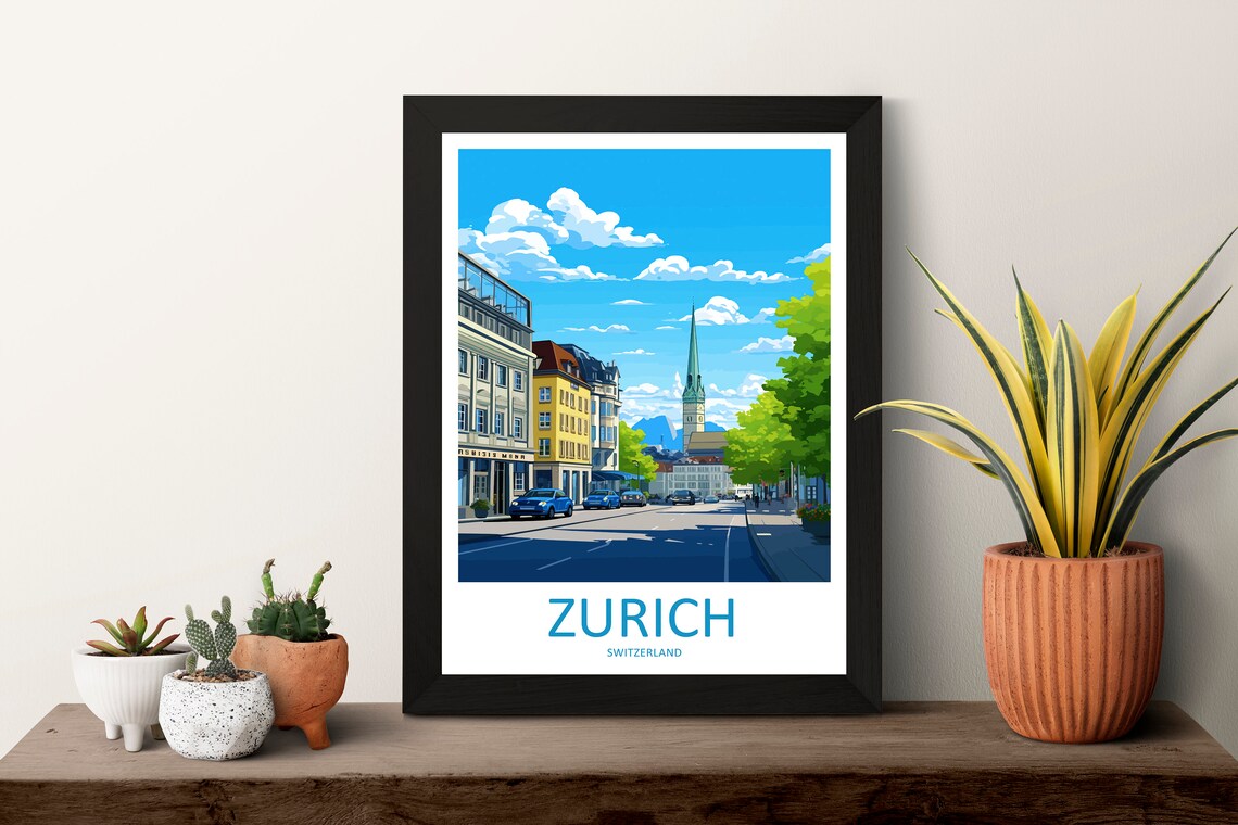 Zurich Travel Poster, Switzerland Wall Art - Image 3