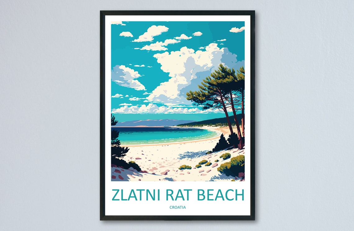 Zlatni Rat Beach Croatia Pine Framed Turquoise Shore Coast Poster