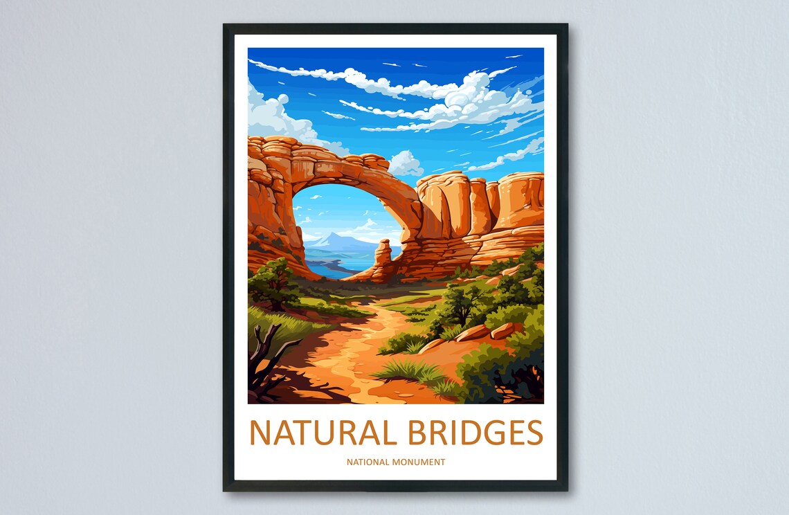 Natural Bridges National Monument Red Rock Arch Travel Poster