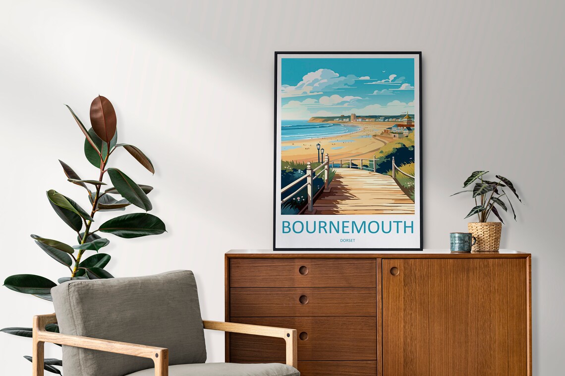 Bournemouth Travel Poster, Dorset Home Decor Print - Image 2
