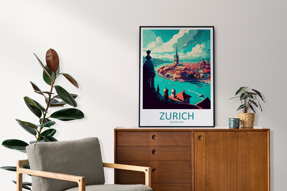 Zurich Travel Poster, Switzerland Wall Decor - Image 2
