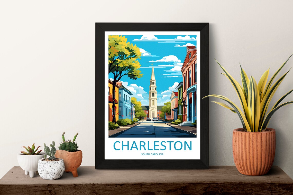Charleston South Carolina Historic Church Street Travel Poster - Image 3