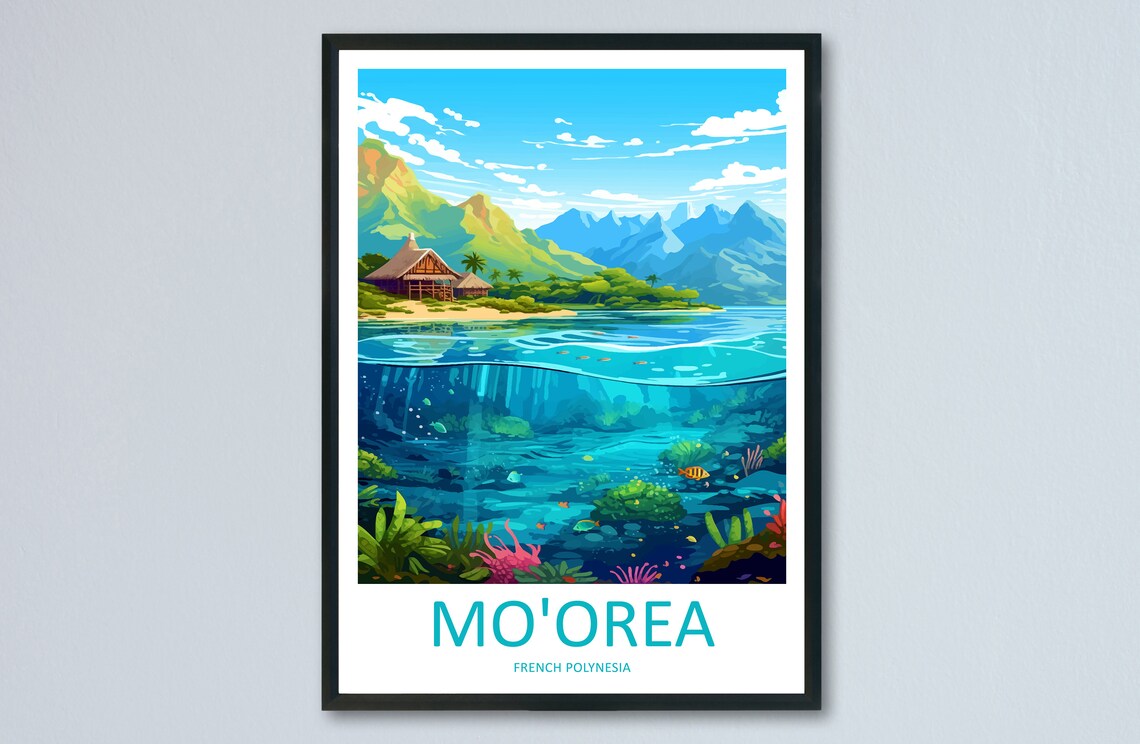 Moorea Travel Poster, French Polynesia Art Print