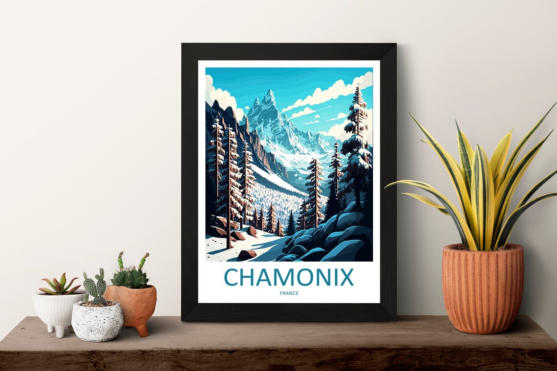 Chamonix Travel Poster, Skiing Artwork - Image 3