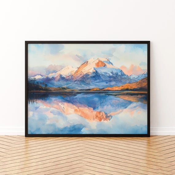 Ben Nevis Scotland Watercolor Poster Travel Print Highland Mountain Painting Landscape Wall Art Uk Souvenir