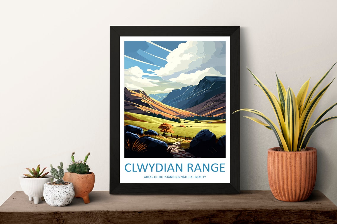 Clwydian Range Wales Mountain Valley Hiking Landscape Travel Poster - Image 3