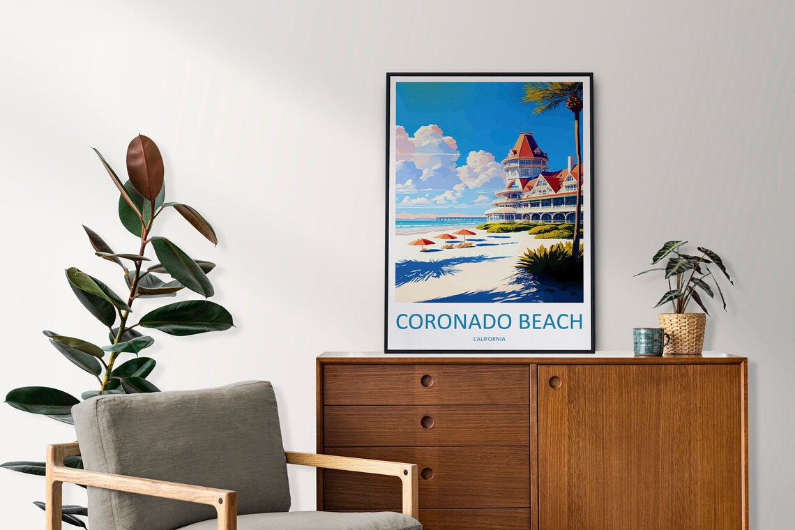 Coronado Beach Travel Poster, California Wall Art - Image 2