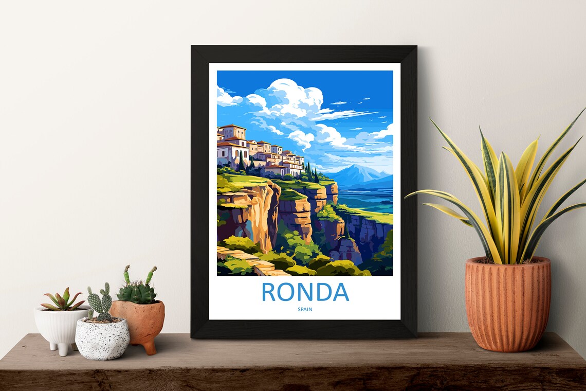Ronda Spain Clifftop Town Gorge Andalusia Viewpoint Scene Poster - Image 3