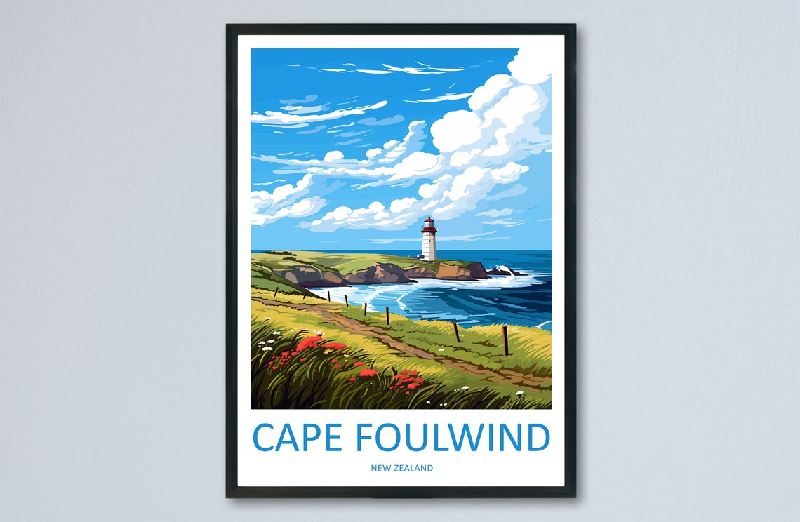 Cape Foulwind Travel Print Wall Art Cape Foulwind Wall Hanging Home Dcor Cape Cape Foulwind Gift Art Lovers New Zealand Travel Print