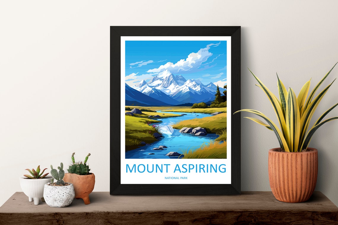 Mount Aspiring Alpine Valley With Winding River And Peaks Poster - Image 3