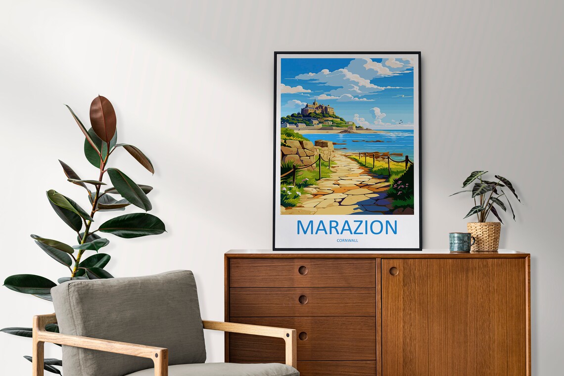 Marazion Travel Poster, Cornwall Wall Art - Image 2