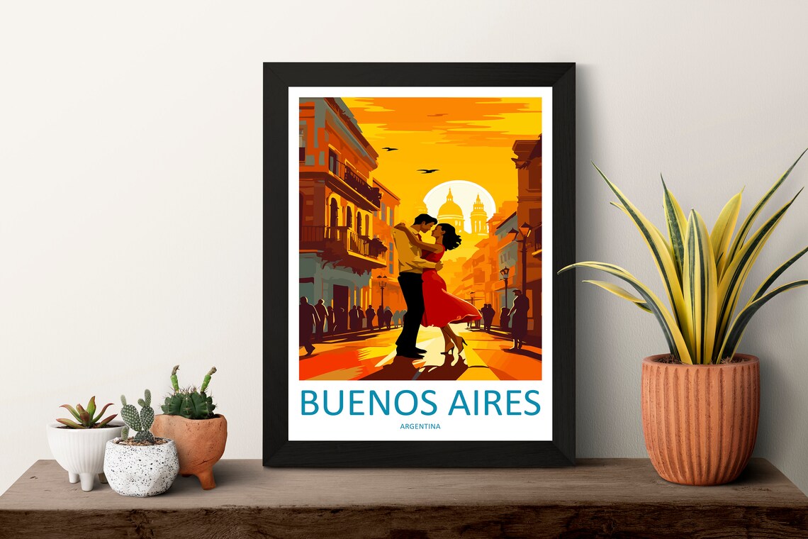 Buenos Aires Argentina Tango Dancers on Sunset Street Travel Poster - Image 3