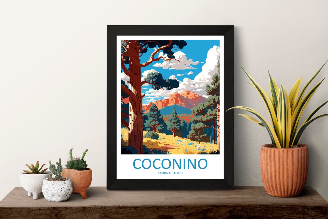 Coconino National Forest Towering Pines Sedona Red Rocks Travel Poster - Image 3