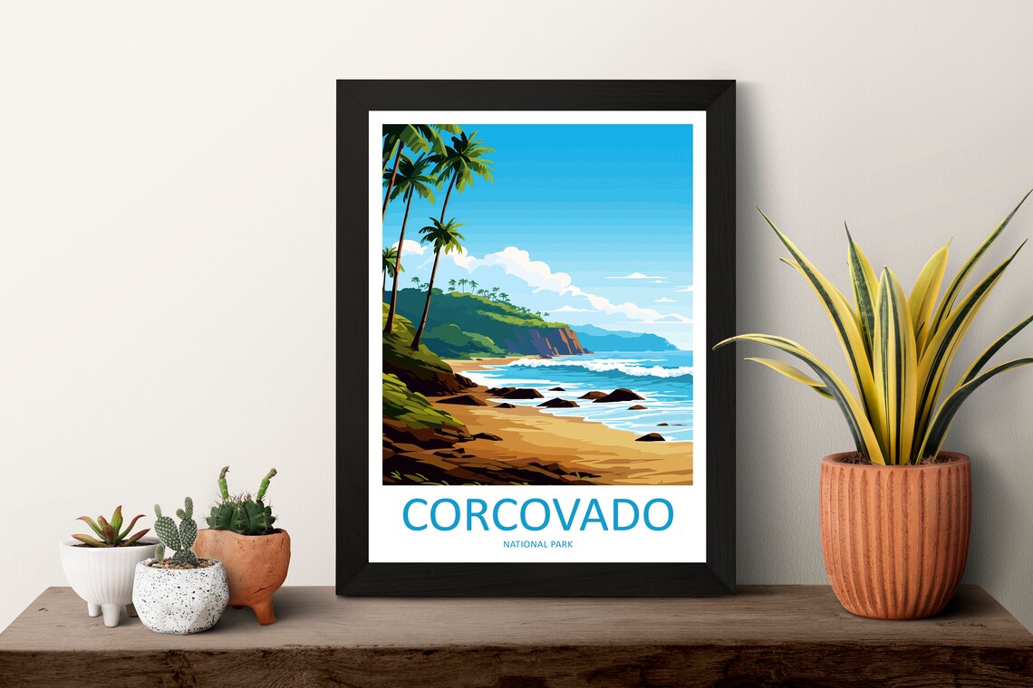 Corcovado National Park Costa Rica Jungle Beach Vintage Poster - Image 3
