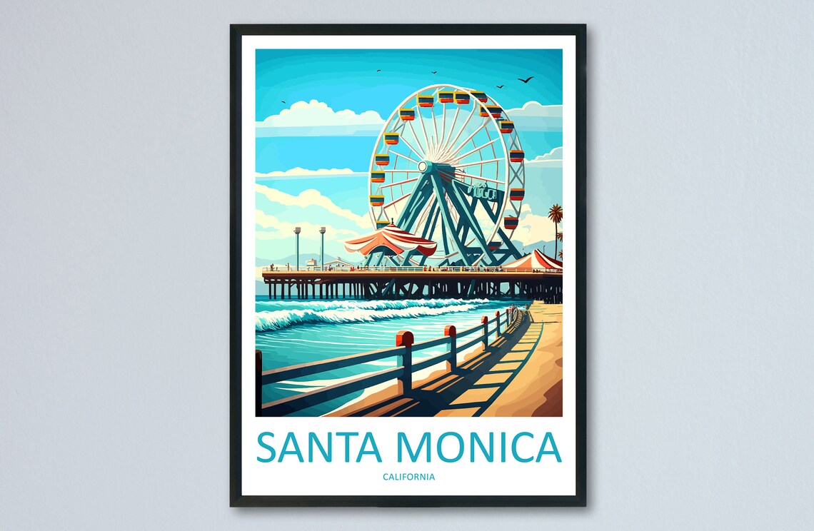Santa Monica Home Decor Travel Poster