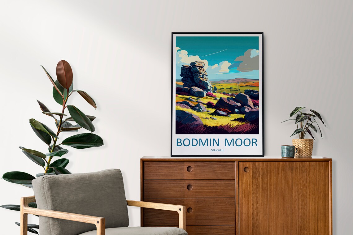 Bodmin Moor Cornwall Travel Poster with Granite Tors and Wild Moorland - Image 2