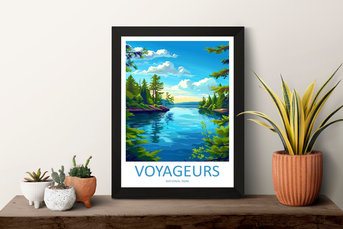 Voyageurs National Park Blue Lake Pine Forest Scenic Travel Poster - Image 3