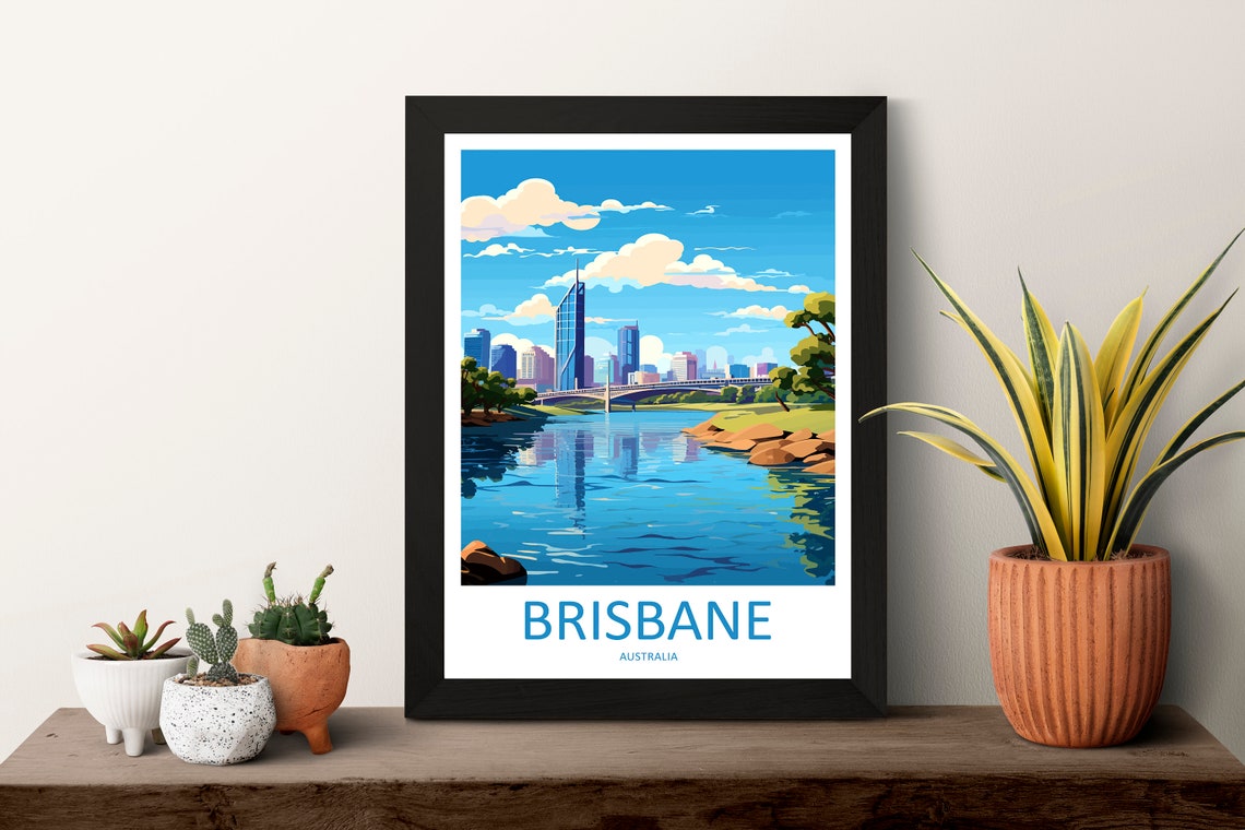 Brisbane City Skyline River Waterfront Australia Travel Poster - Image 3