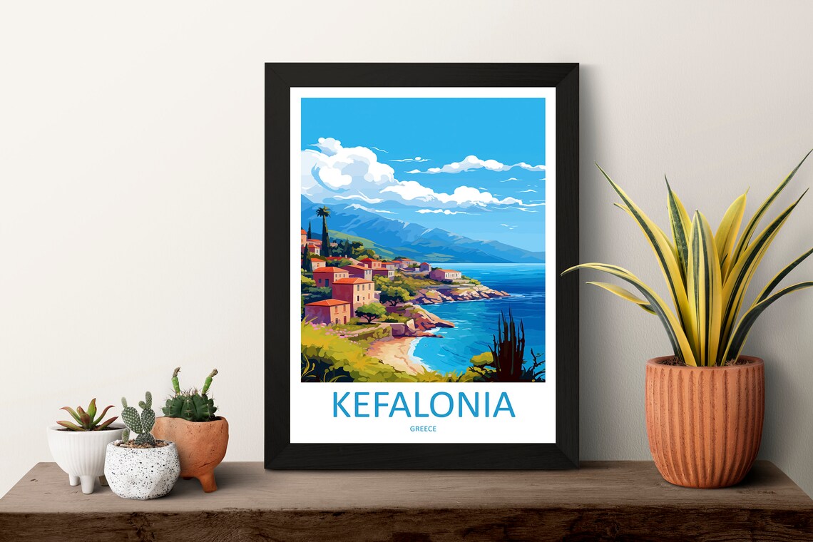 Kefalonia Greece Coastal Village Cliffs Seaside Travel Poster - Image 3