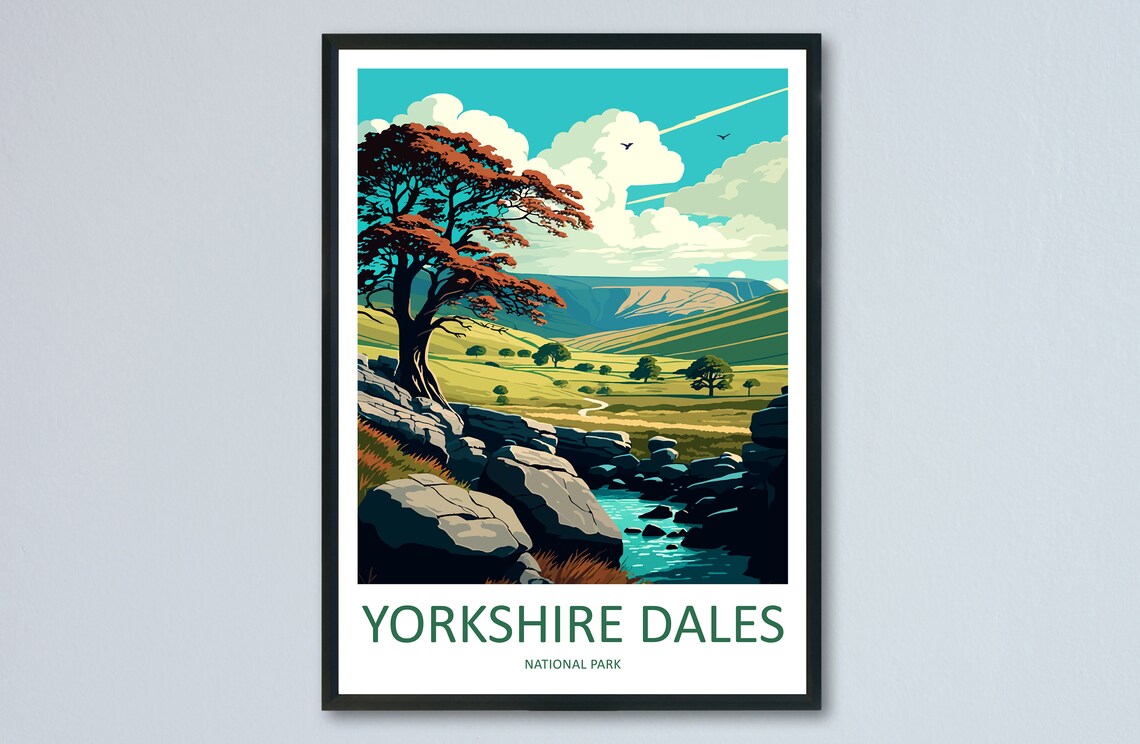 Yorkshire Dales Travel Poster, National Park Wall Art