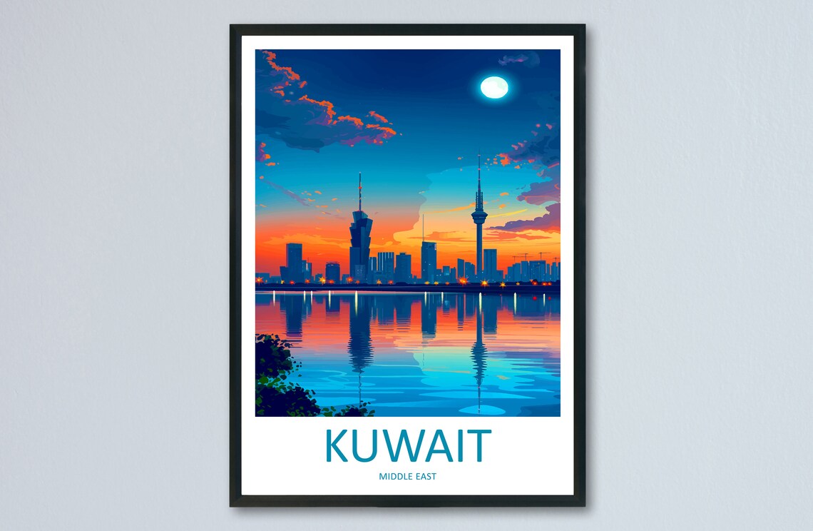 Kuwait Travel Poster, Middle East Wall Art