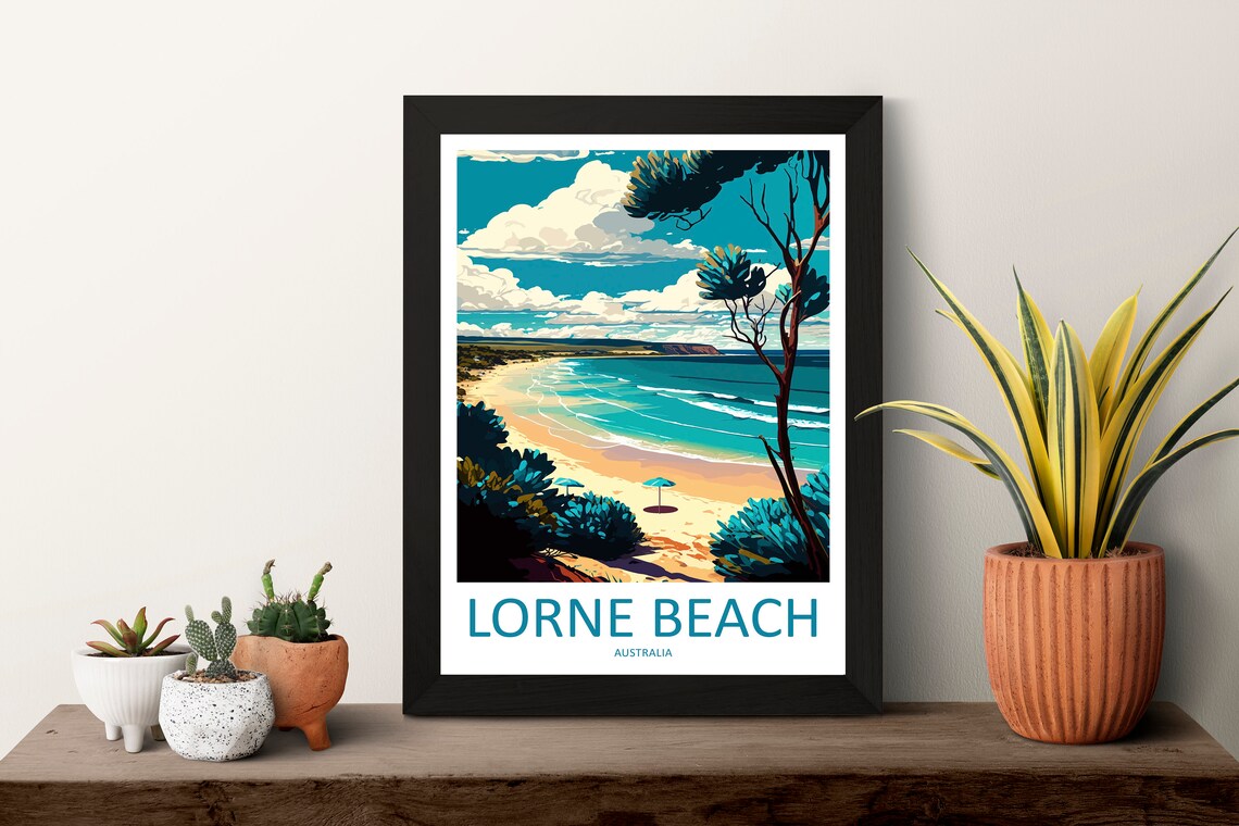 Lorne Beach Australia Turquoise Cove Golden Sand Retro Travel Poster - Image 3