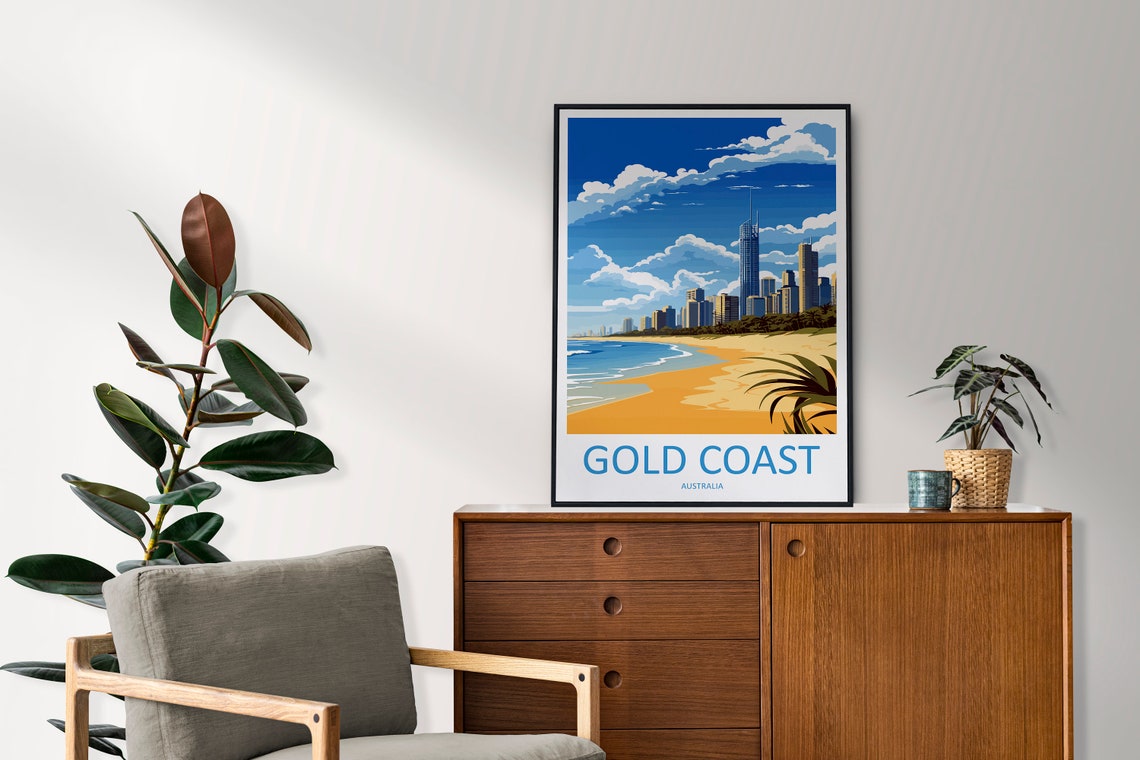 Gold Coast Australia Surfers Paradise City Beach Skyline Poster - Image 2