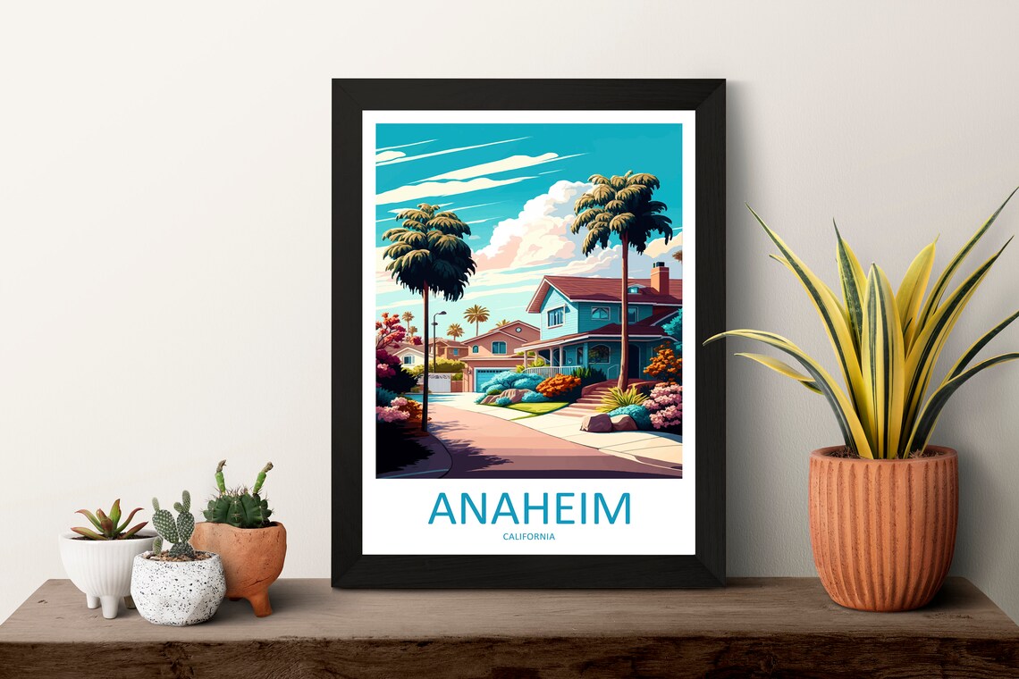 Anaheim Travel Print Wall Art Anaheim Wall Hanging Home Dcor Anaheim Gift Art Lovers California Art Lover Gift California Travel Gift - Image 3