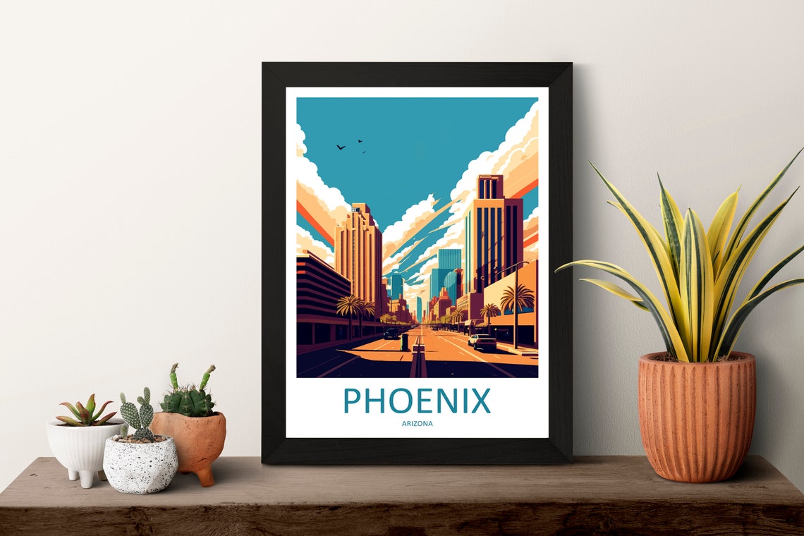 Phoenix Arizona Downtown Skyline Desert Street Sunset Clouds Poster - Image 3