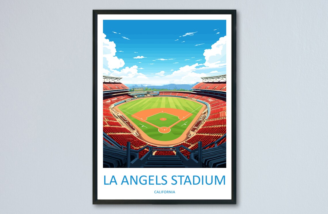 Los Angeles Angels Stadium California Baseball Field Travel Poster